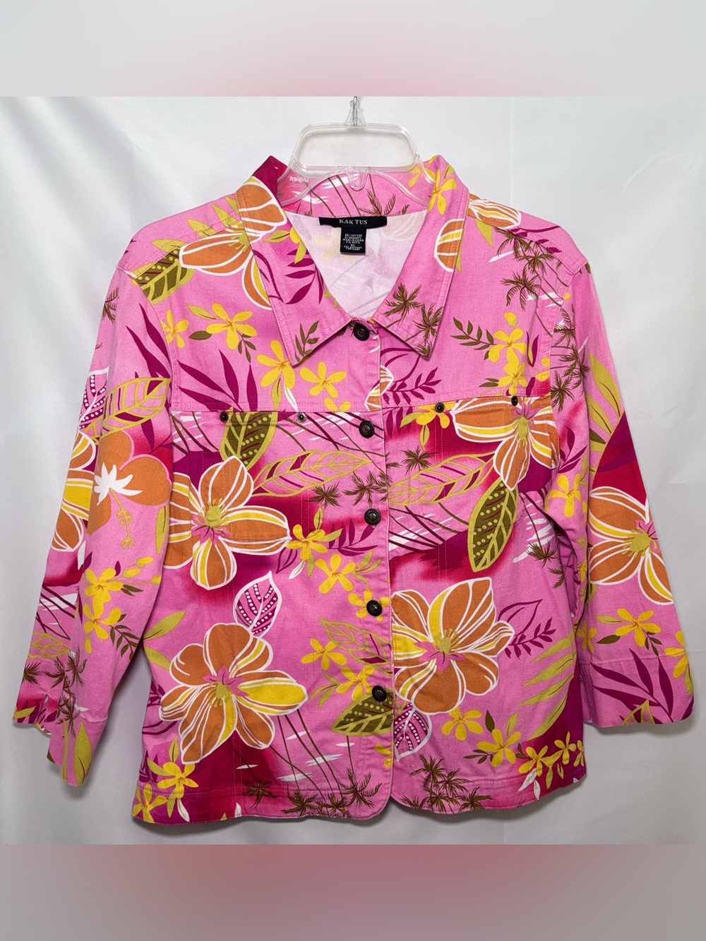 Kaktus Pink Floral 3/4 Sleeve Jacket Size XL